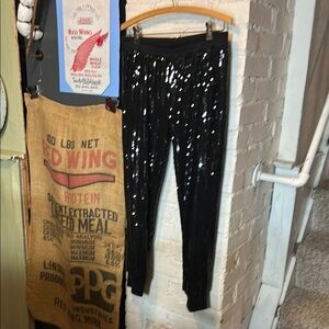 Unreadable Tag? Women Medium Regular Dully Lined Black Sequined Joggers